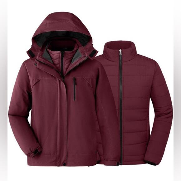 Women's 3 in 1 Plus Size Winter Waterproof Ski Jacket Hooded Snowboarding XXL - Picture 1 of 8